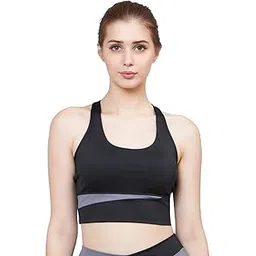plumbury Nylon Blend Women's Padded Seamless Racer Back Sports Bra For Gym/Yoga/Workout-picture-36
