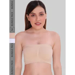 PLUMBURY Pack Of 2 Medium Coverage Removable Padding All Day Comfort Bandeau Bra-picture-28