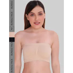 PLUMBURY Pack Of 2 Medium Coverage Removable Padding All Day Comfort Bandeau Bra-picture-21