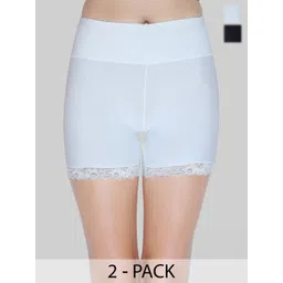 PLUMBURY Women Pack Of 2 Slim Fit High Rise Rapid Dry Cycling Shorts-picture-19