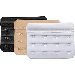 plumbury Women's Bra Hook Extender, 4-Hook,Black,White, Beige (Pack of 3)-picture-43