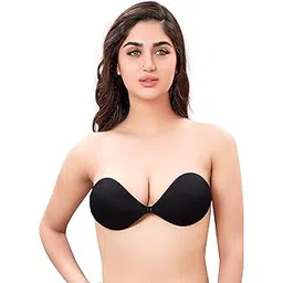 plumbury Women's Cotton Adhesive Reusable Strapless Backless Stick On Bra-picture-39
