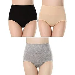 plumbury Women's Cotton High Waist Full Coverage Panty, Size M-XXL (Pack of 3 Panty)-picture-11