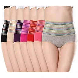 plumbury Women's Cotton High Waist Tummy Control Panty Free Size (Pack of 3)-picture-32