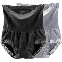plumbury Women's Cotton Seamless High Waist Tummy Control Panty (Pack Of 2)-picture-34
