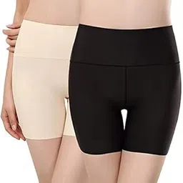 plumbury Women’s High Waist Tummy Control Seamless Smooth Safety Shorts/Boyshort Panties/Under Skirt Shorts/Cycling Shorts, Size XS to XXL (Pack of 2)-picture-47