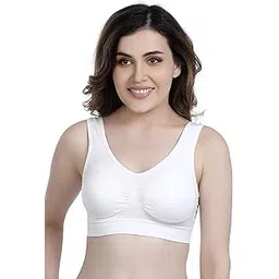 plumbury Women's Nylon Spandex Padded Sports Bra, White-picture-40