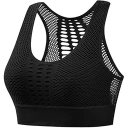 PLUMBURY Women's Padded Crop Top Sports Bra with Mesh Racerback for Gym/Yoga/Workout, Size M to 2XL-picture-32