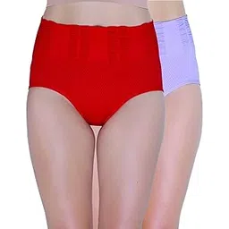 plumbury Women's Spandex Seamless High Waist Tummy Control Panty, Free Size (Pack of 2) Red/Purple-picture-38