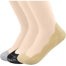 plumbury Women's/Girl's Anti-Skid Lace No Show Socks/Footie/Sock Liner/Foot cover (Pack Of 3)-picture-17