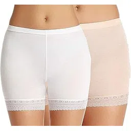 plumbury Women's/Girl's Cotton Lycra Shorts With Lace Trim Cycling Shorts/Safety Shorts/Under Skirt Shorts/Night Shorts, Free Size, (Pack Of 2)-picture-16