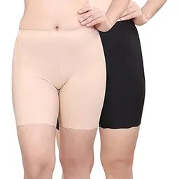 plumbury Women's/Girl's Seamless Smooth Ice Silk Boyshort Cycling Shorts Yoga Shorts Under Skirt Shorts Safety Shorts (Pack of 3)-picture-10