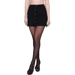 plumbury Women's/Girls's High Waist Pantyhose Texture Stockings, Free Size, Black-picture-30