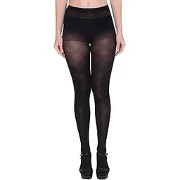 plumbury Women's/Girls's High Waist Pantyhose Texture Stylish Stockings, Free Size, Black-picture-32