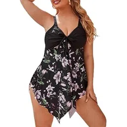 plus curvves Plus Flower Print Bikini Swimsuit - XL - 8XL-picture-27