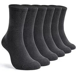 plusox Long Socks 6 Pairs Crew Socks Men Women Sports Socks Tennis Socks Hiking Socks Cotton GRAY-picture-15