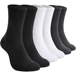 plusox Long Socks 6 Pairs Crew Socks Men Women Sports Socks Tennis Socks Hiking Socks Cotton MULTICOLOR-picture-33
