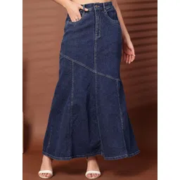 plusS Denim Mermaid Flared Maxi Skirts-picture-39