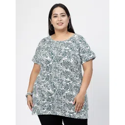 plusS Floral Printed Round Neck Cotton T-shirt-picture-20