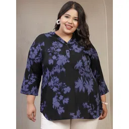 plusS Floral Printed V-Neck Top-picture-17