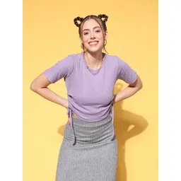 plusS Lavender Solid Fluid Tie-Up Top-picture-41