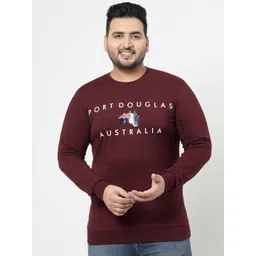 plusS Maroon Typography Printed Cotton Pullover Sweatshirt-picture-17