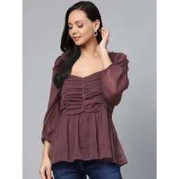 plusS Mauve Dobby Weave A-Line Top-picture-25