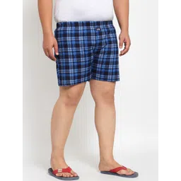 plusS Men Navy Blue Pure Cotton Checked Boxers MBX208E image 2