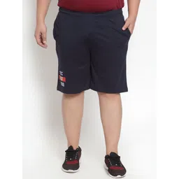 plusS Men Navy Blue Solid Regular Fit Regular Shorts-picture-28