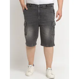 plusS Men Washed Mid Rise Cotton Denim Shorts-picture-11