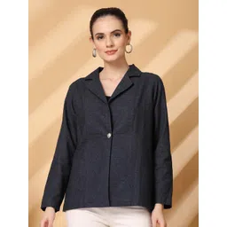 plusS Notched Lapel Cotton Single-Breasted Blazer-picture-37