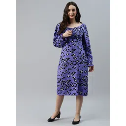 plusS Purple & Black Animal Print A-Line Midi Dress-picture-35