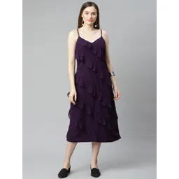 plusS Purple Party A-Line Midi Ruffle Dress-picture-12