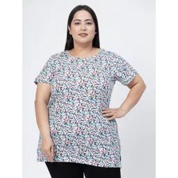 plusS Round Neck Short Sleeves Abstract Printed Cotton Regular Fit Plus Size T-shirt-picture-31