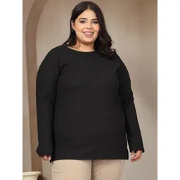 plusS Self Design Round Neck Long Sleeves Cotton T-shirt-picture-27