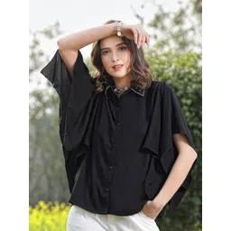 plusS Shirt Collar Stone Works Shirt Style Top-picture-35