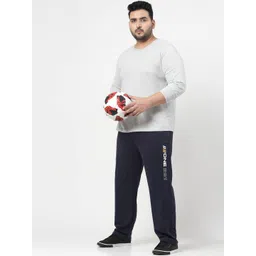 plusS Size Men Navy Blue Typography Printed Straight-Fit Sports Track Pants image 3