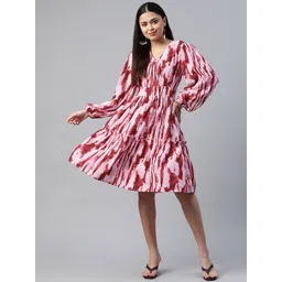 plusS Tie and Dye Tie-Up Detail Tiered Dress-picture-17