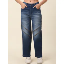 plusS Women Blue Heavy Fade Crinkle Effect Stretchable Cotton Jeans-picture-32