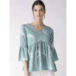 plusS Women Blue Printed A-Line Top-picture-15