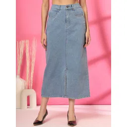 plusS Women Denim A-Line Midi Skirt-picture-22