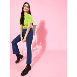 plusS Women Gorgeous Green Vertical Stripes Knits Top-picture-39