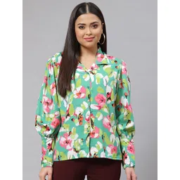plusS Women Green Floral Printed Casual Shirt-picture-16