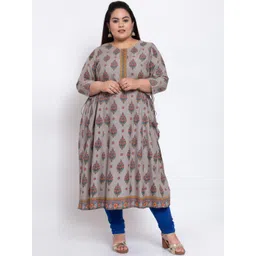 plusS Women Grey Floral Printed Floral Anarkali Kurta-picture-15