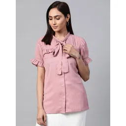 plusS Women Mauve Solid Accordion Pleated Top-picture-13