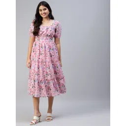 plusS Women Pink Floral Midi Dress-picture-35