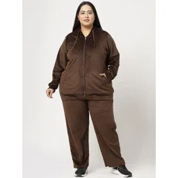 plusS Women Plus Size Velvet Hooded Tracksuit-picture-18