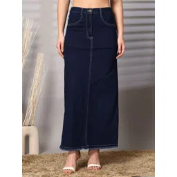 pluss Women Solid Regular Blue Skirt-picture-14