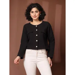 pluss Women Solid Single Breasted Casual Blazer-picture-33