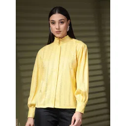 plusS Women Standard Band Collar Solid Casual Shirt-picture-19